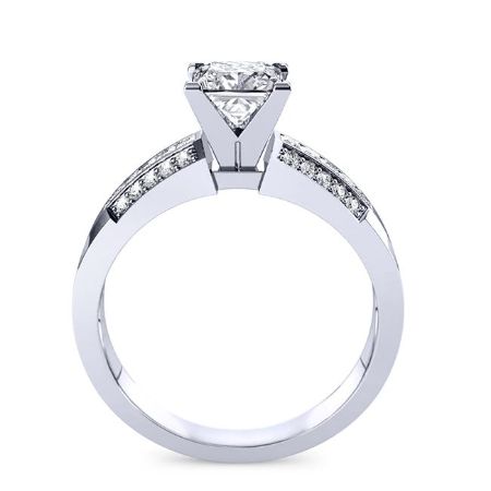 Crocus Moissanite Matching Band Only (engagement Ring Not Included) For Ring With Princess Center whitegold