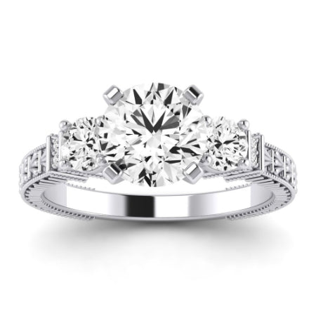 Angelonia Diamond Matching Band Only (does Not Include Engagement Ring) For Ring With Round Center whitegold