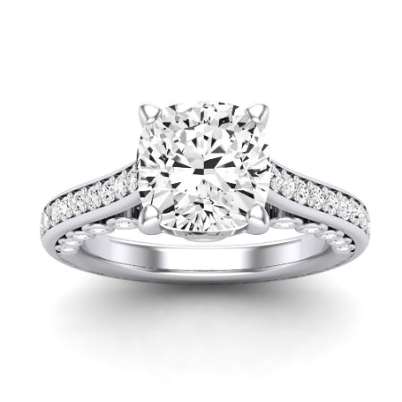 Nala Moissanite Matching Band Only (does Not Include Engagement Ring) For Ring With Cushion Center whitegold