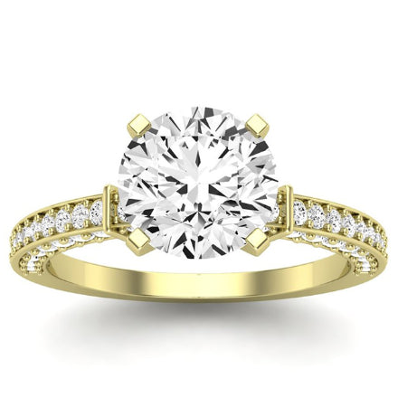 Daphne Diamond Matching Band Only (does Not Include Engagement Ring) For Ring With Round Center yellowgold