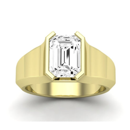 Jasmine Moissanite Matching Band Only (does Not Include Engagement Ring) For Ring With Emerald Center yellowgold