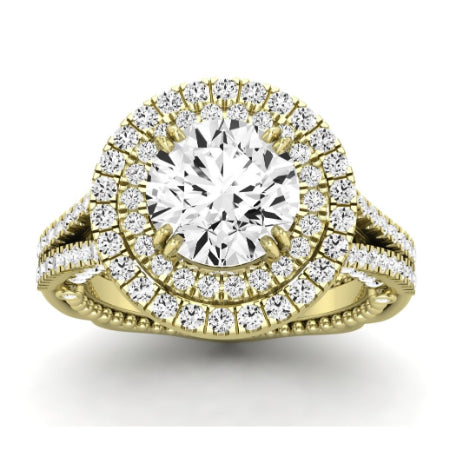 Lupin Moissanite Matching Band Only (does Not Include Engagement Ring)  For Ring With Round Center yellowgold