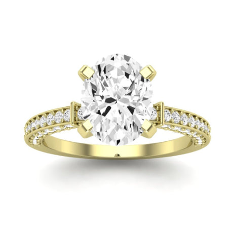 Daphne Diamond Matching Band Only ( Engagement Ring Not Included) For Ring With Oval Center yellowgold