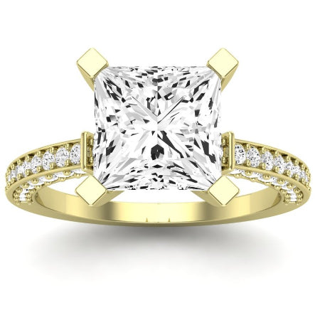 Daphne Moissanite Matching Band Only (does Not Include Engagement Ring)  For Ring With Princess Center yellowgold