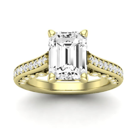 Nala Moissanite Matching Band Only (does Not Include Engagement Ring) For Ring With Emerald Center yellowgold