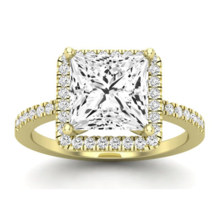 Bergenia Moissanite Matching Band Only (does Not Include Engagement Ring ) For Ring With Princess Center yellowgold