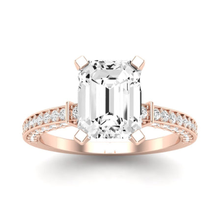 Daphne Moissanite Matching Band Only ( Engagement Ring Not Included) For Ring With Emerald Center rosegold