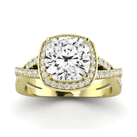 Moonflower Moissanite Matching Band Only ( Engagement Ring Not Included) For Ring With Cushion Center yellowgold