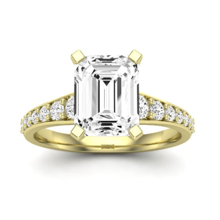 Holly Moissanite Matching Band Only (does Not Include Engagement Ring) For Ring With Emerald Center yellowgold