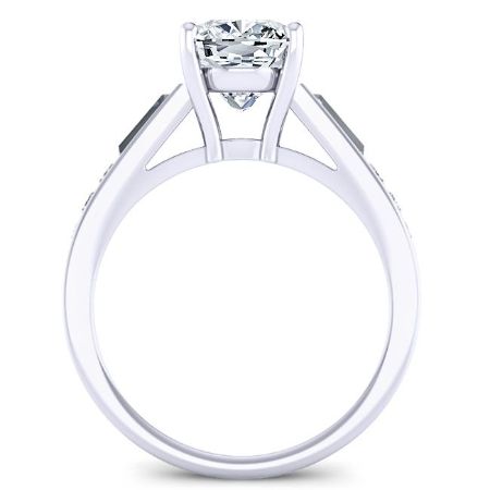 Bergamot Moissanite Matching Band Only (engagement Ring Not Included) For Ring With Cushion Center whitegold