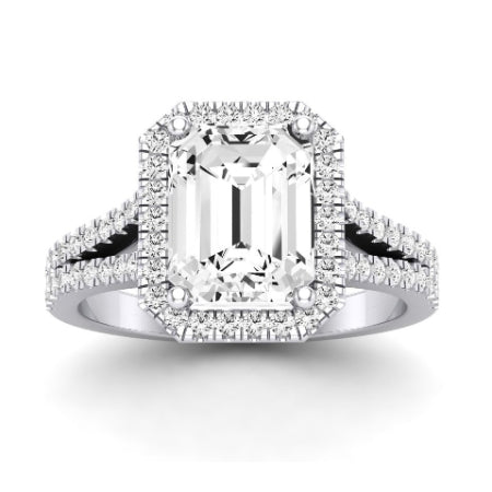 Silene Moissanite Matching Band Only ( Engagement Ring Not Included) For Ring With Emerald Center whitegold