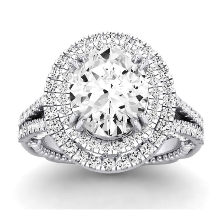 Lupin Moissanite Matching Band Only (does Not Include Engagement Ring)  For Ring With Oval Center whitegold