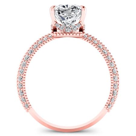Oxalis Moissanite Matching Band Only (engagement Ring Not Included) For Ring With Cushion Center rosegold
