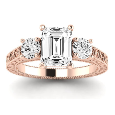 Belladonna Diamond Matching Band Only (does Not Include Engagement Ring) For Ring With Emerald Center rosegold