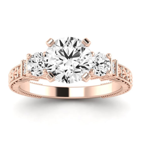 Angelonia Moissanite Matching Band Only (does Not Include Engagement Ring) For Ring With Round Center rosegold
