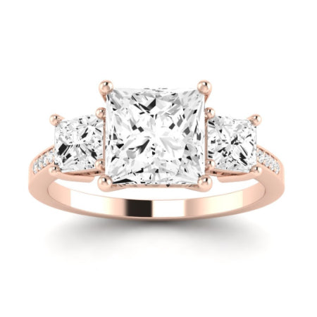 Dietes Moissanite Matching Band Only (does Not Include Engagement Ring) For Ring With Princess Center rosegold