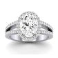 Freesia Moissanite Matching Band Only (does Not Include Engagement Ring) For Ring With Oval Center whitegold