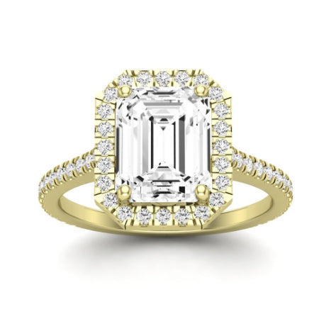 Columbine Moissanite Matching Band Only (does Not Include Engagement Ring)  For Ring With Emerald Center yellowgold