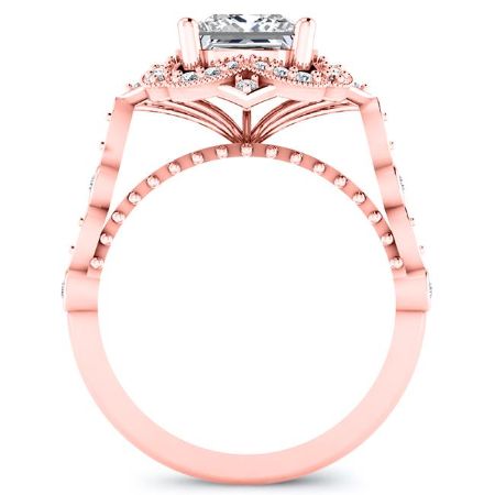 Hana Moissanite Matching Band Only (engagement Ring Not Included) For Ring With Princess Center rosegold