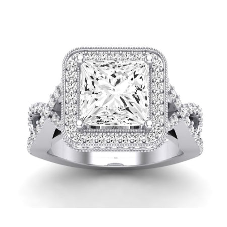 Clover Diamond Matching Band Only ( Engagement Ring Not Included) For Ring With Princess Center whitegold