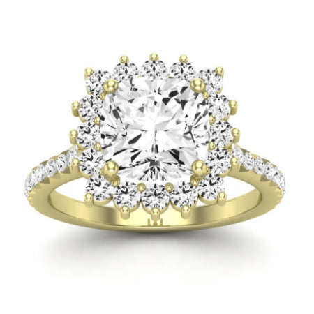 Gazania Moissanite Matching Band Only (does Not Include Engagement Ring) For Ring With Cushion Center yellowgold