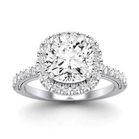 Florizel Moissanite Matching Band Only (does Not Include Engagement Ring) For Ring With Cushion Center whitegold