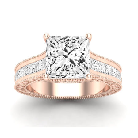 Edelweiss Moissanite Matching Band Only (does Not Include Engagement Ring) For Ring With Princess Center rosegold