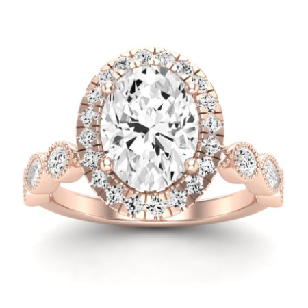 Aubretia Diamond Matching Band Only ( Engagement Ring Not Included) For Ring With Oval Center rosegold