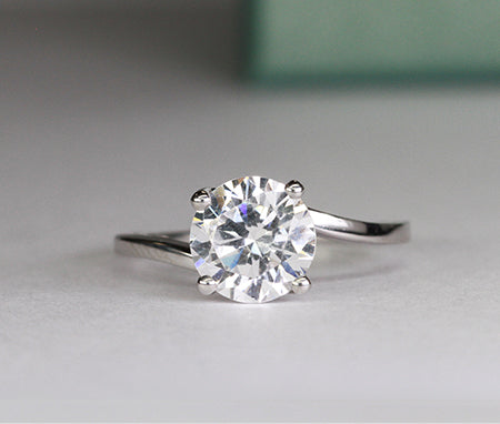 Zinnia Round Moissanite Engagement Ring whitegold