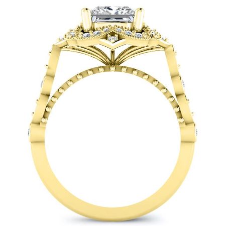 Hana Moissanite Matching Band Only (engagement Ring Not Included) For Ring With Princess Center yellowgold