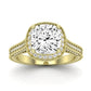 Wallflower Moissanite Matching Band Only ( Engagement Ring Not Included) For Ring With Cushion Center yellowgold