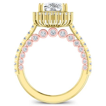 Varda Moissanite Matching Band Only (engagement Ring Not Included) For Ring With Cushion Center yellowgold