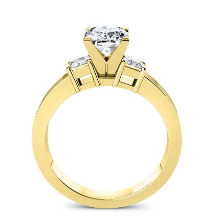 Bellflower Diamond Matching Band Only (engagement Ring Not Included) For Ring With Cushion Center yellowgold