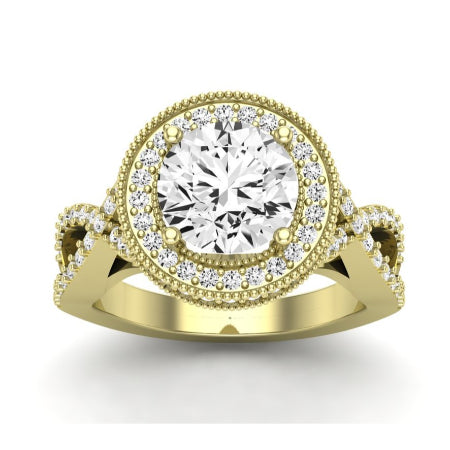 Clover Moissanite Matching Band Only ( Engagement Ring Not Included)  For Ring With Round Center yellowgold