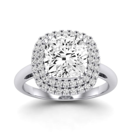 Tulip Moissanite Matching Band Only ( Engagement Ring Not Included) For Ring With Cushion Center whitegold