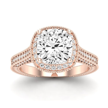 Wallflower Cushion Moissanite Bridal Set rosegold