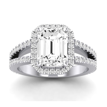 Freesia Diamond Matching Band Only (does Not Include Engagement Ring) For Ring With Emerald Center whitegold