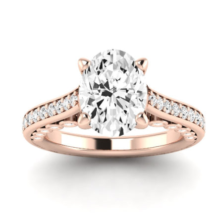 Nala Moissanite Matching Band Only (does Not Include Engagement Ring) For Ring With Oval Center rosegold