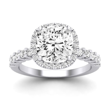 Sweet Pea Diamond Matching Band Only ( Engagement Ring Not Included) For Ring With Cushion Center whitegold