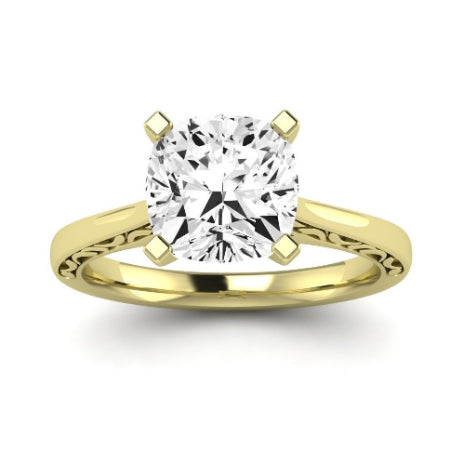Astilbe Moissanite Matching Band Only (does Not Include Engagement Ring)  For Ring With Cushion Center yellowgold