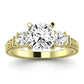 Angelonia Moissanite Matching Band Only (does Not Include Engagement Ring) For Ring With Cushion Center yellowgold
