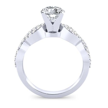 Camellia Moissanite Matching Band Only (engagement Ring Not Included) For Ring With Round Center whitegold