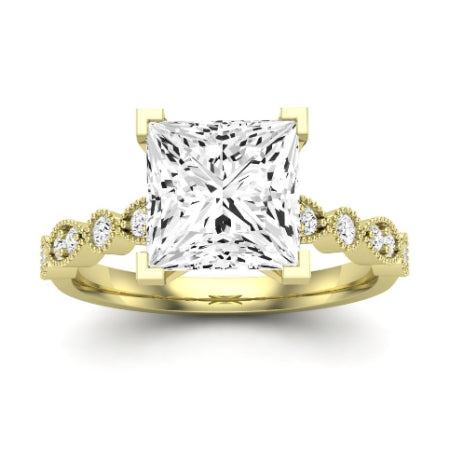 Marigold Moissanite Matching Band Only (does Not Include Engagement Ring) For Ring With Princess Center yellowgold