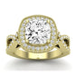 Clover Moissanite Matching Band Only ( Engagement Ring Not Included) For Ring With Cushion Center yellowgold