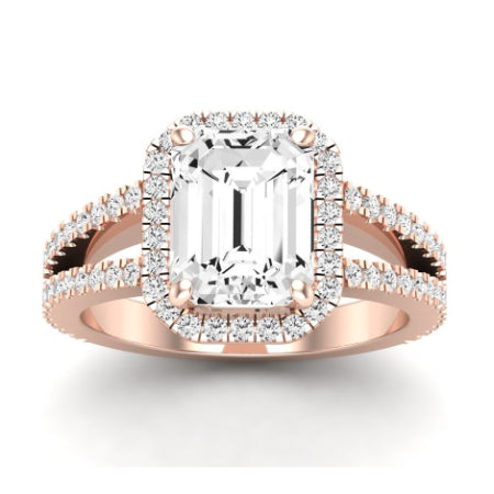 Freesia Diamond Matching Band Only (does Not Include Engagement Ring) For Ring With Emerald Center rosegold