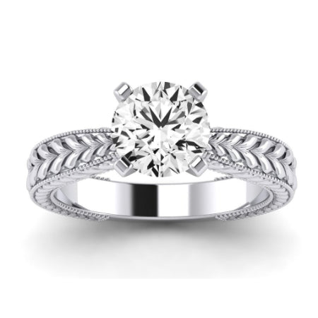 Azalea Moissanite Matching Band Only (does Not Include Engagement Ring) For Ring With Round Center whitegold