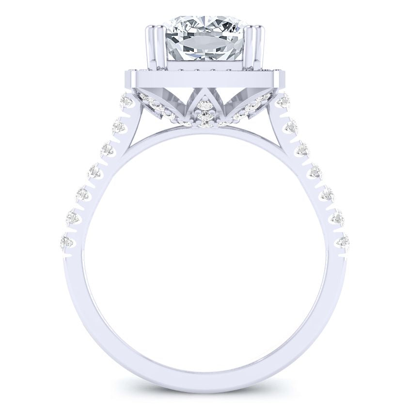 Aster Moissanite Matching Band Only (engagement Ring Not Included) For Ring With Cushion Center whitegold