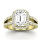 Freesia Moissanite Matching Band Only (does Not Include Engagement Ring) For Ring With Emerald Center yellowgold