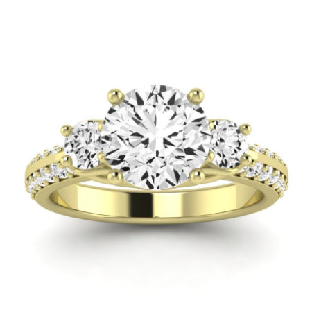 Thistle Moissanite Matching Band Only (does Not Include Engagement Ring) For Ring With Round Center yellowgold