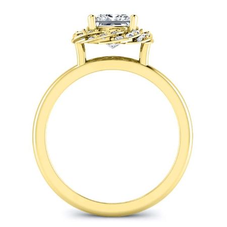 Almond Moissanite Matching Band Only (engagement Ring Not Included) For Ring With Princess Center yellowgold
